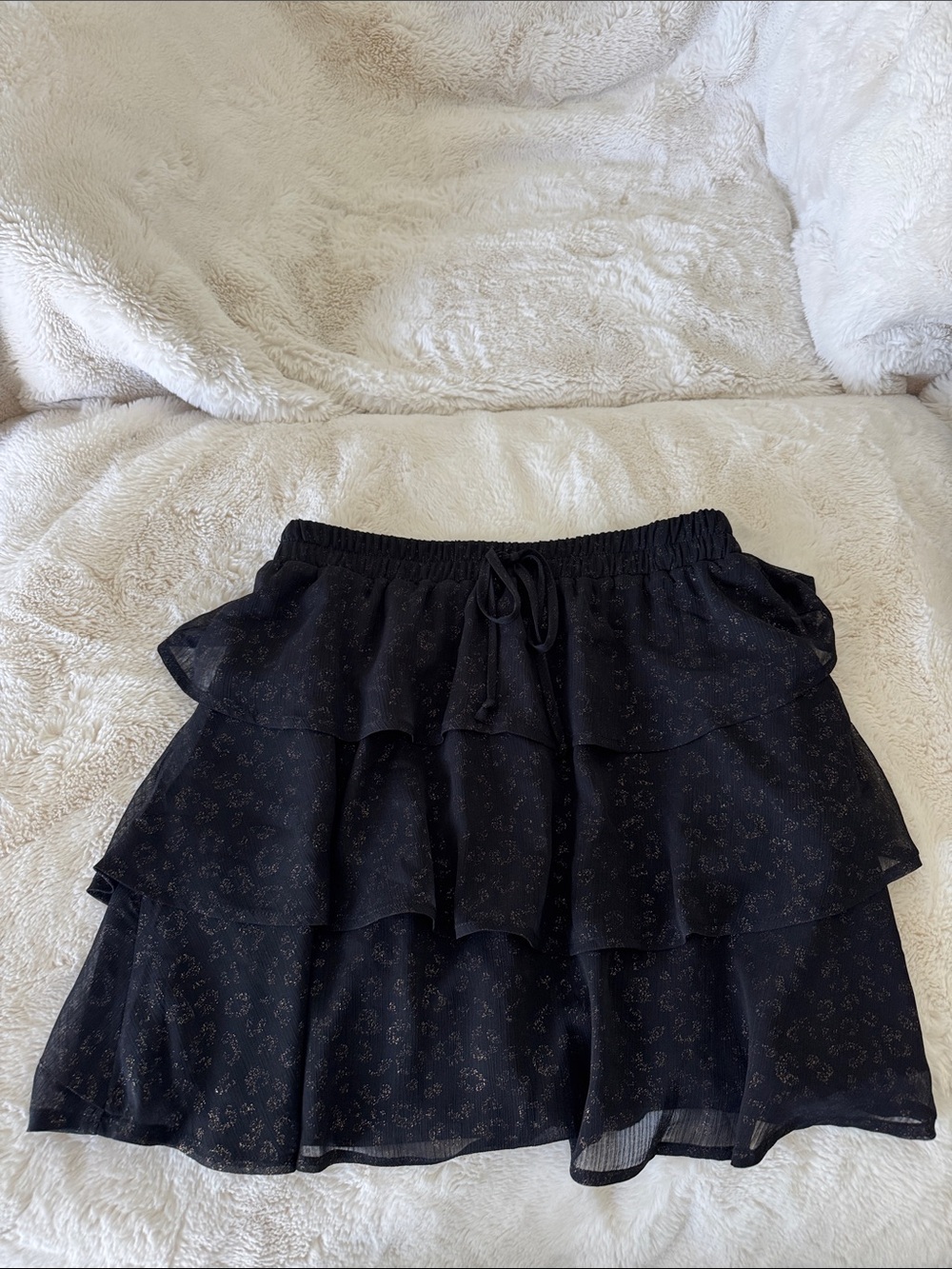 miami Black Tiered Floral Skater Skirt